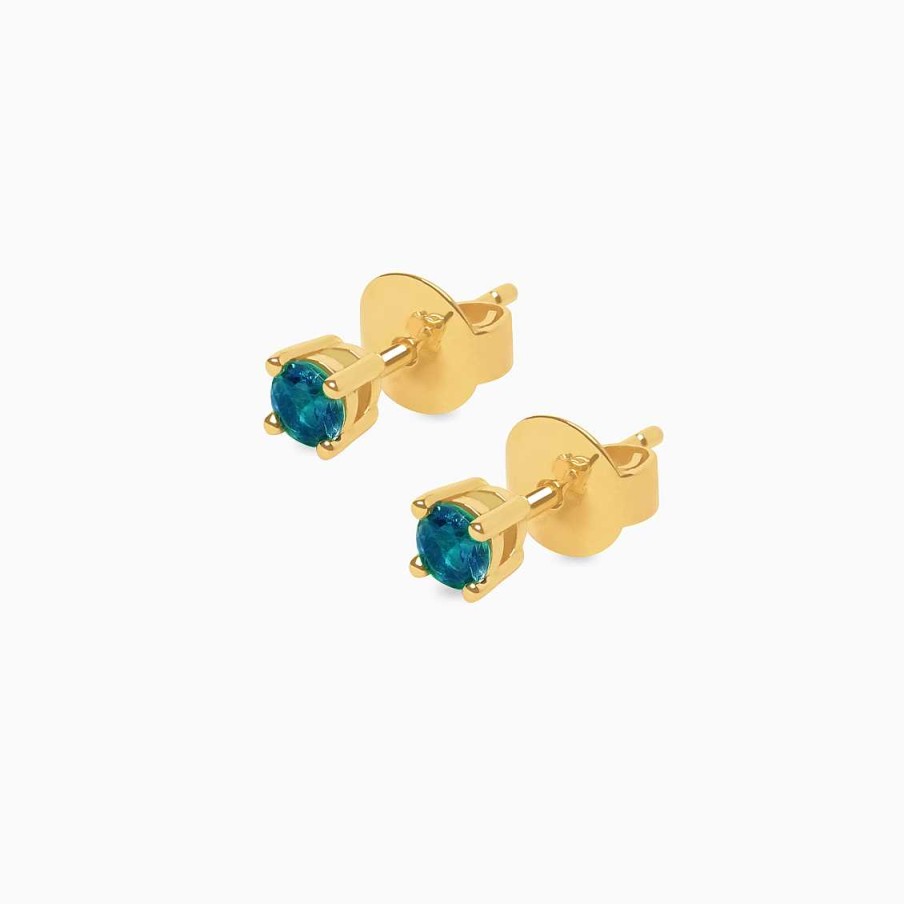 Aretes Aldo & Co | Aretes En Oro Amarillo De 18K Solitario Con Turmalina Azul