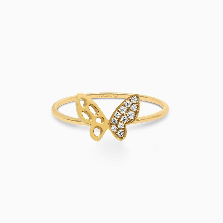 Anillos Aldo & Co | Anillo En Oro Amarillo De 18K Mariposa Calada Con Brillantes