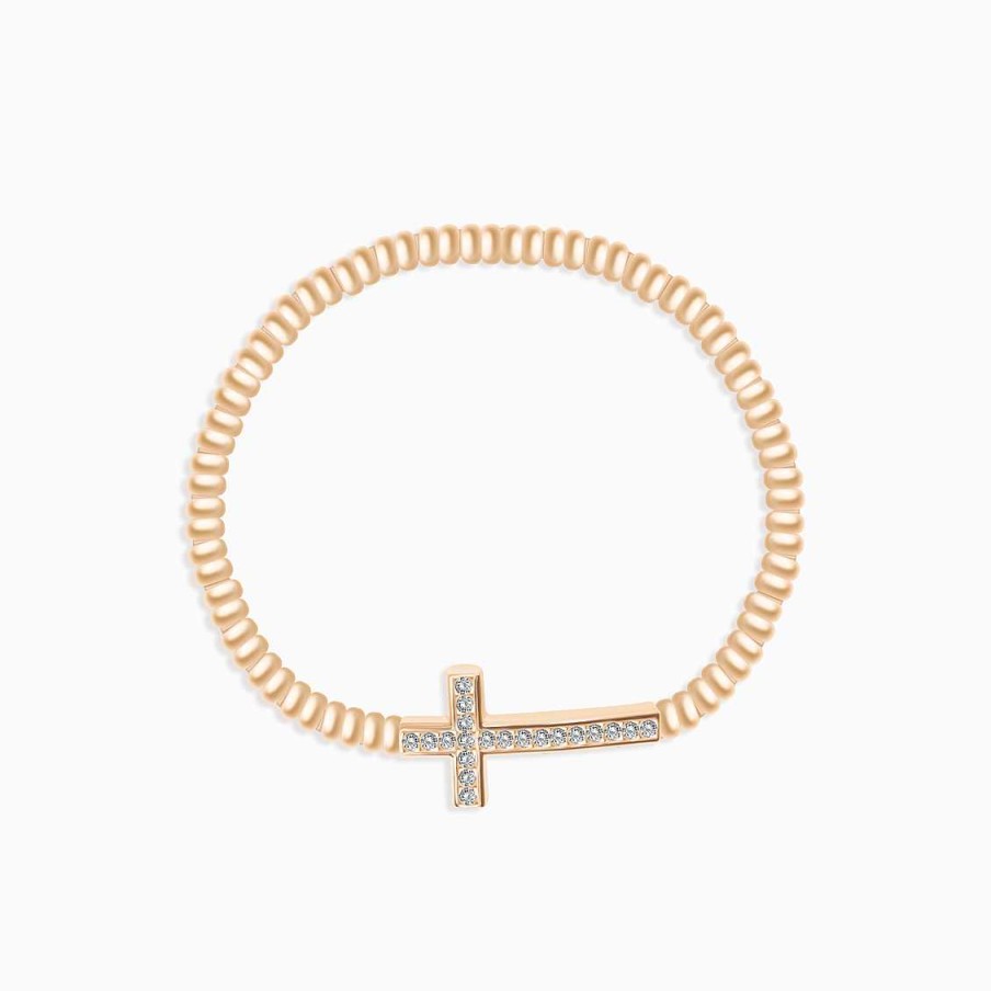 Pulseras Aldo & Co | Pulsera En Oro Rosado De 18K El Stica Cruz Con Brillante