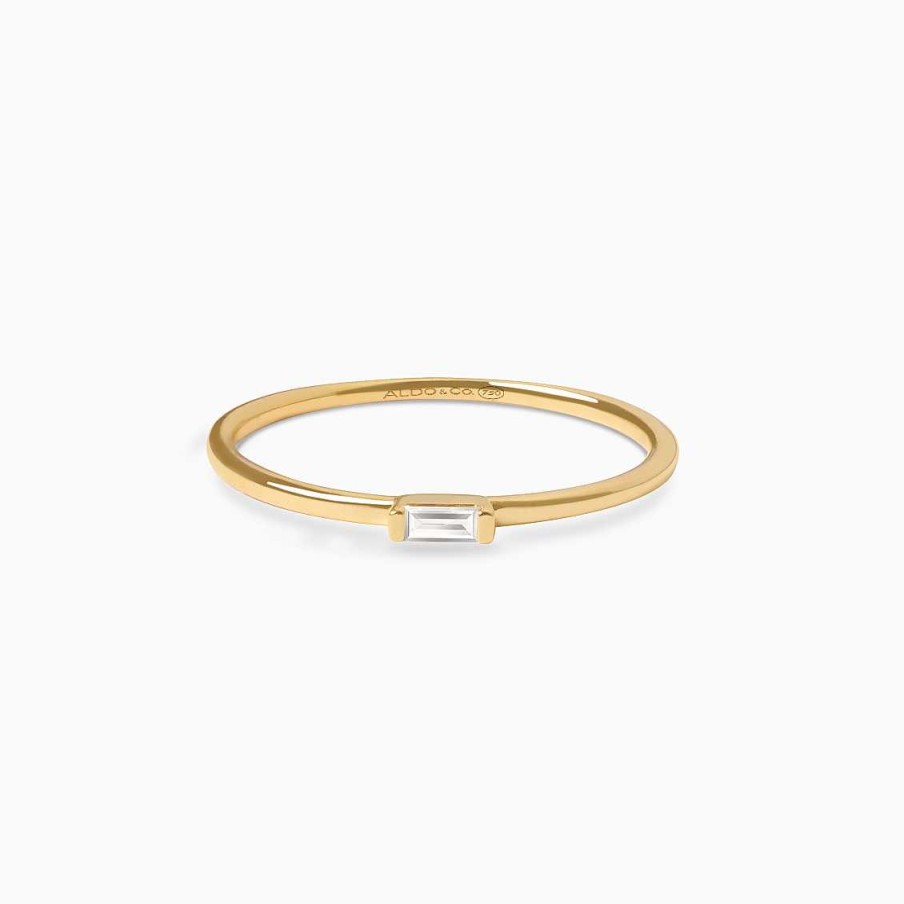 Anillos Aldo & Co | Anillo En Oro Amarillo De 18K Con Brillante Baguette