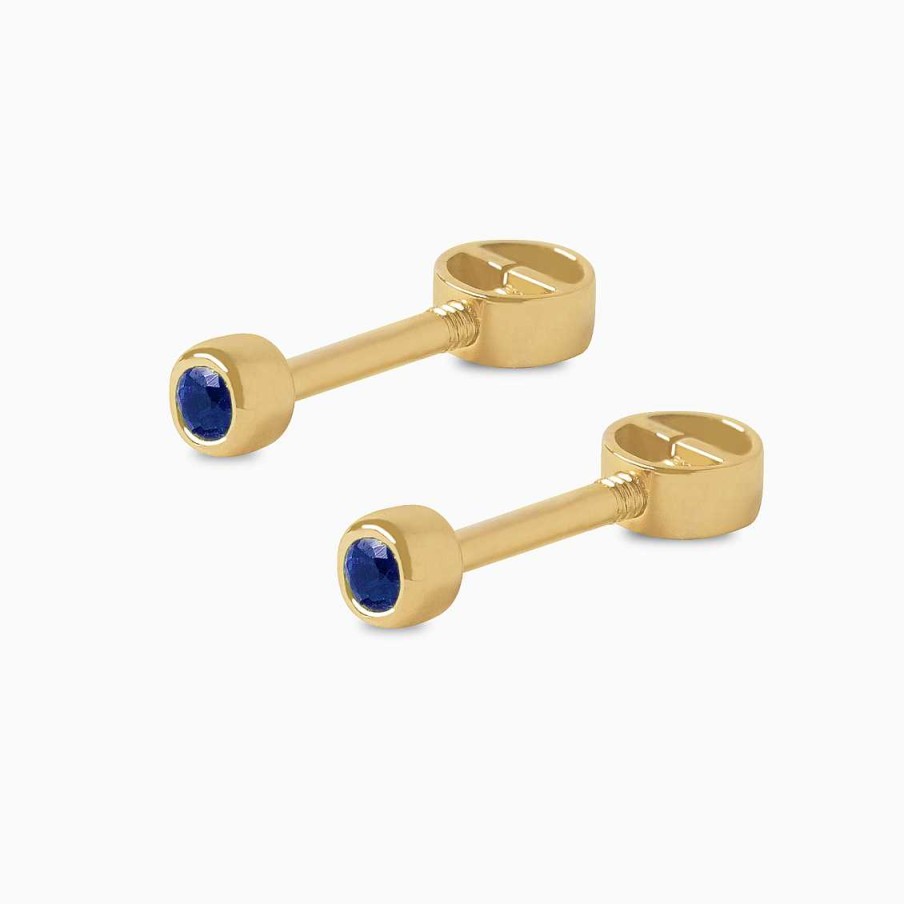 Piercings Aldo & Co | Aretes En Oro Amarillo De 18K Punto De Luz Con Zafiro Biselado