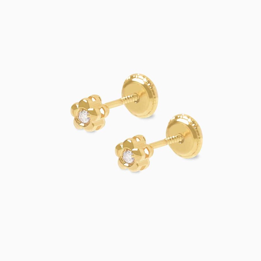 Piercings Aldo & Co | Aretes En Oro Amarillo De 18K Flor Con Brillante