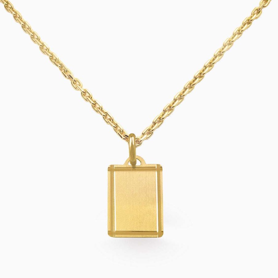 Joyer A Masculina Aldo & Co | Placa Rectangular En Oro Amarillo De 18K