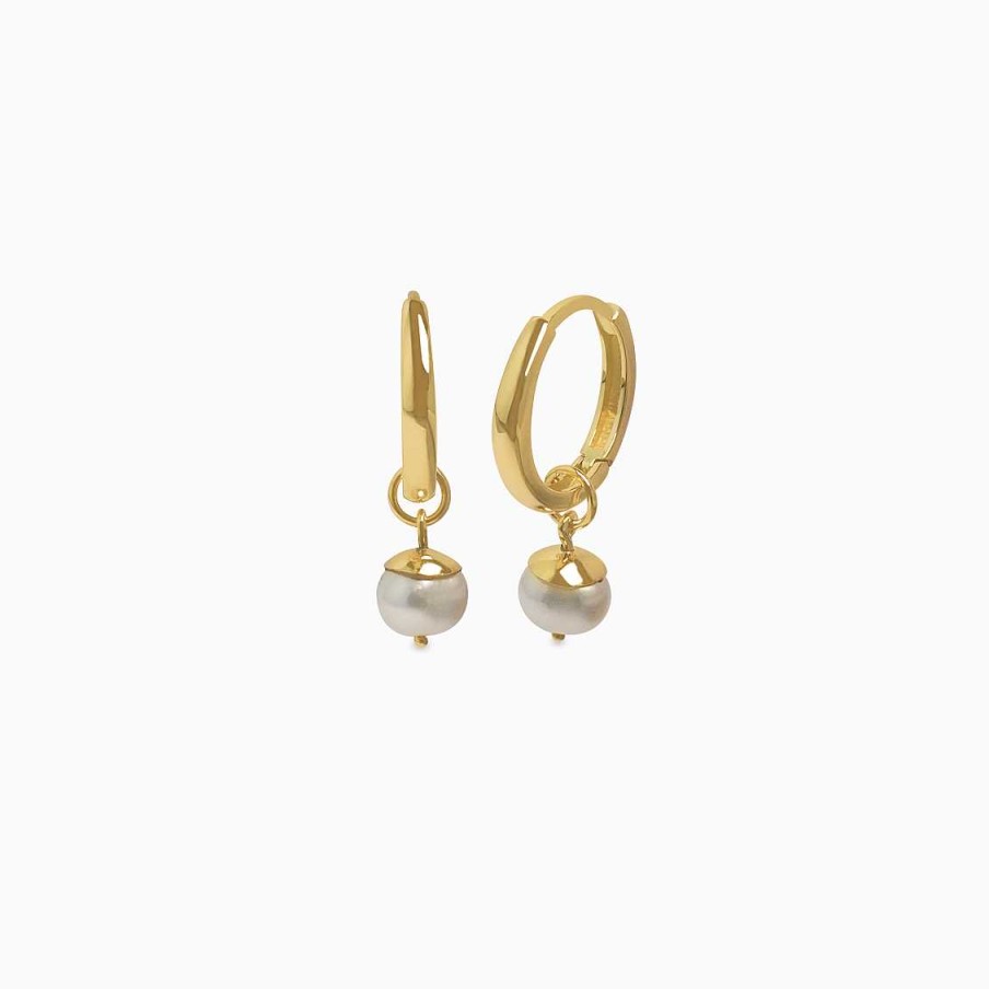 Aretes Aldo & Co | Argollas En Oro Amarillo De 18K Con Perla Colgante