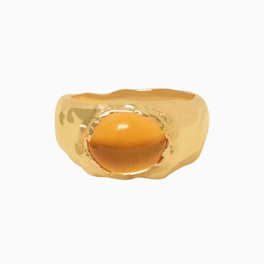 Anillos Aldo & Co | Anillo Bold Chevalier Org Nico En Oro Amarillo De 18K Con Citrino Oval