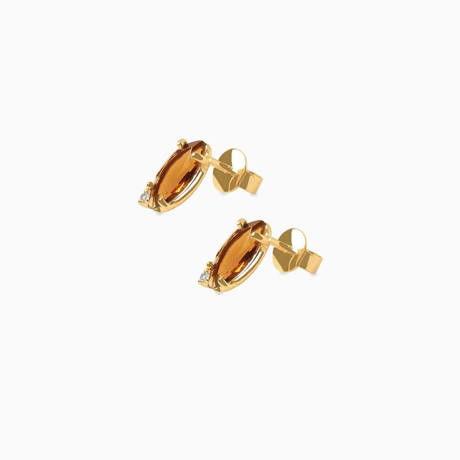 Aretes Aldo & Co | Aretes En Oro Amarillo De 18K Cuarzo Fume Marquisse