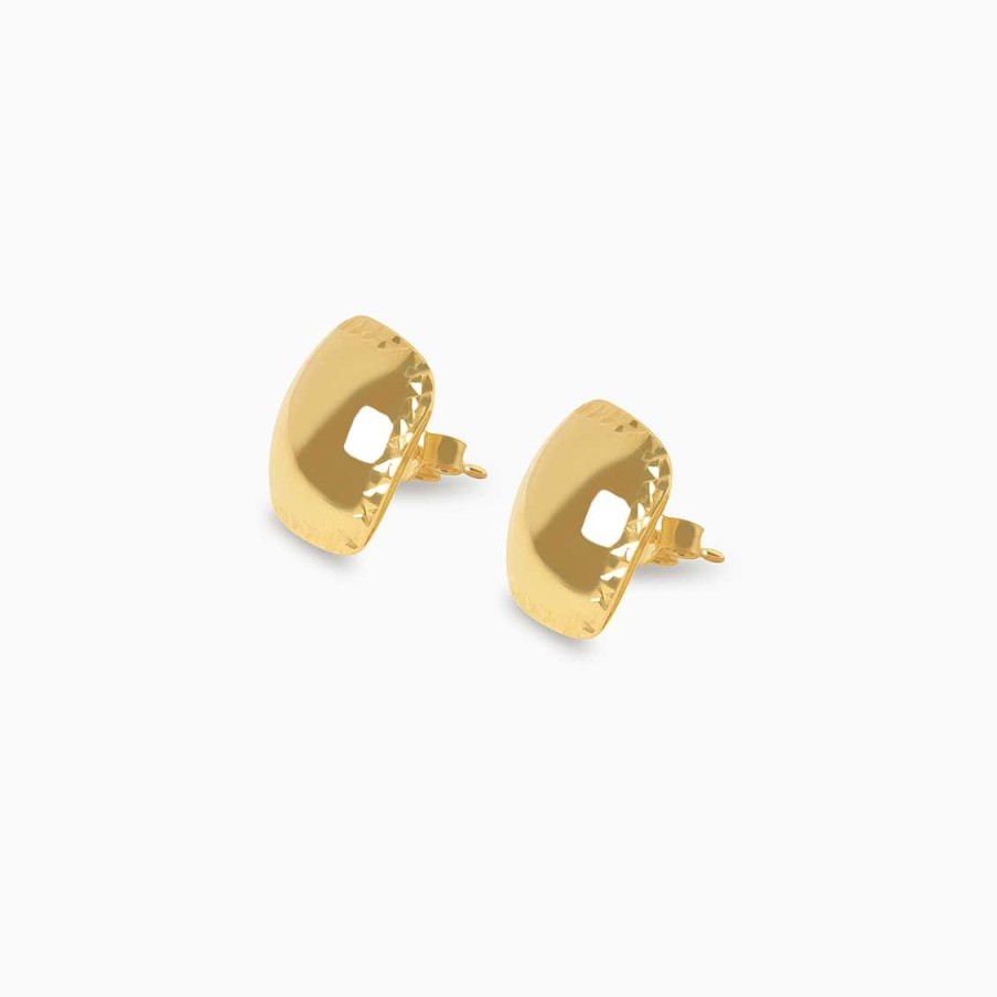 Aretes Aldo & Co | Aretes En Oro Amarillo De 18K Cuadrado Bombeado Con Bordes