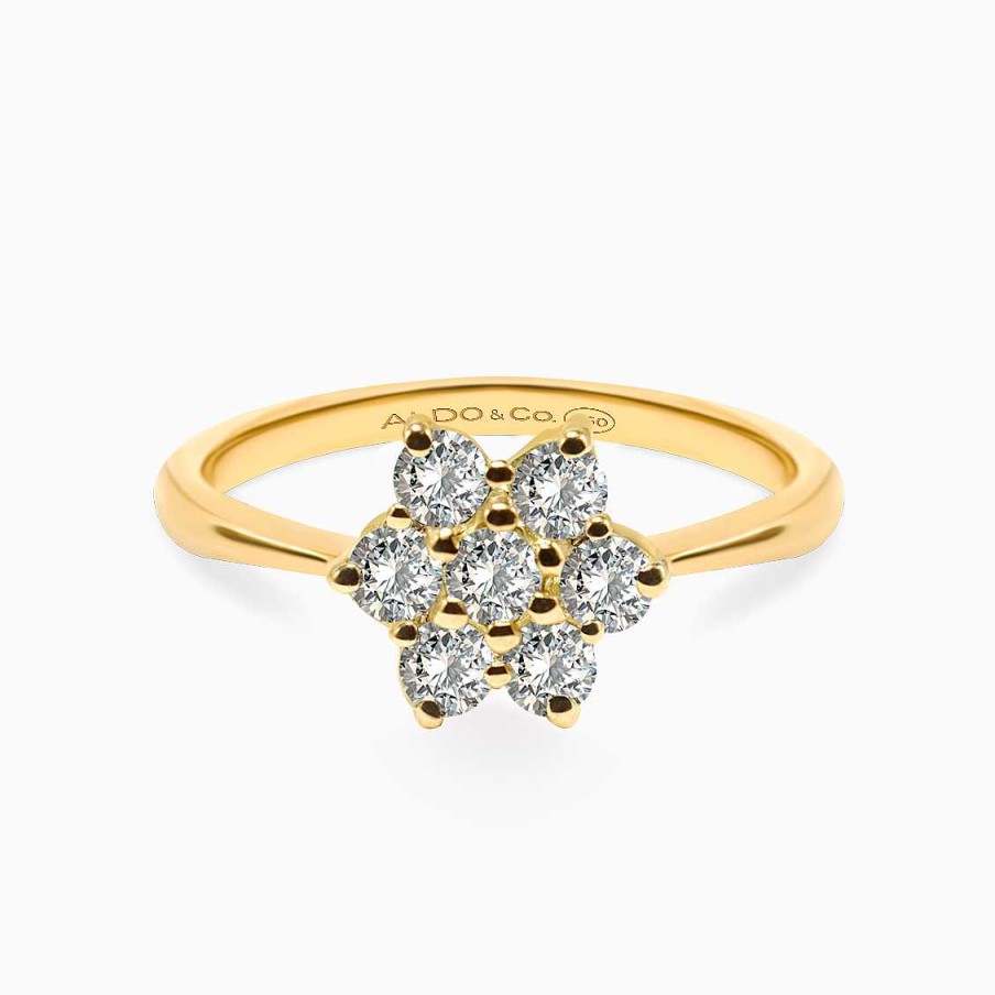 Anillos Aldo & Co | Anillo Roseta Estrella En Oro Amarillo De 18K Con Brillantes