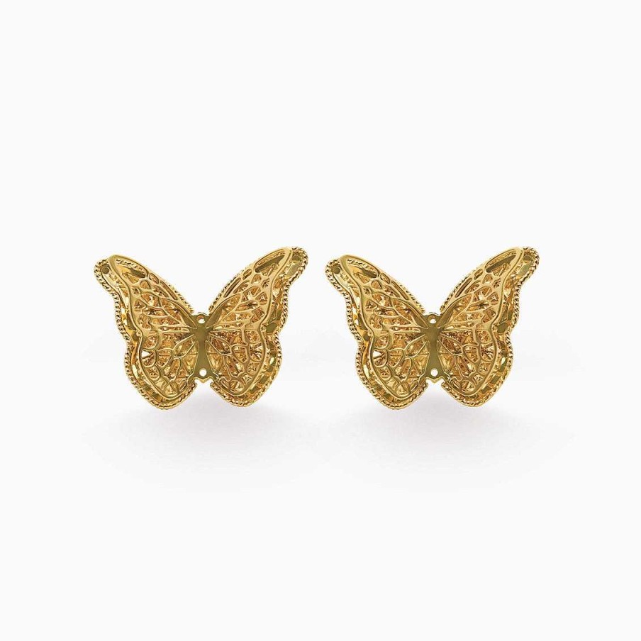 Aretes Aldo & Co | Aretes En Oro Amarillo De 18K Mariposa Volando 3 Niveles