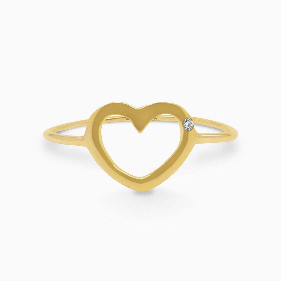 Anillos Aldo & Co | Anillo Amma En Oro Amarillo De 18K Coraz N Calado Con Brillante