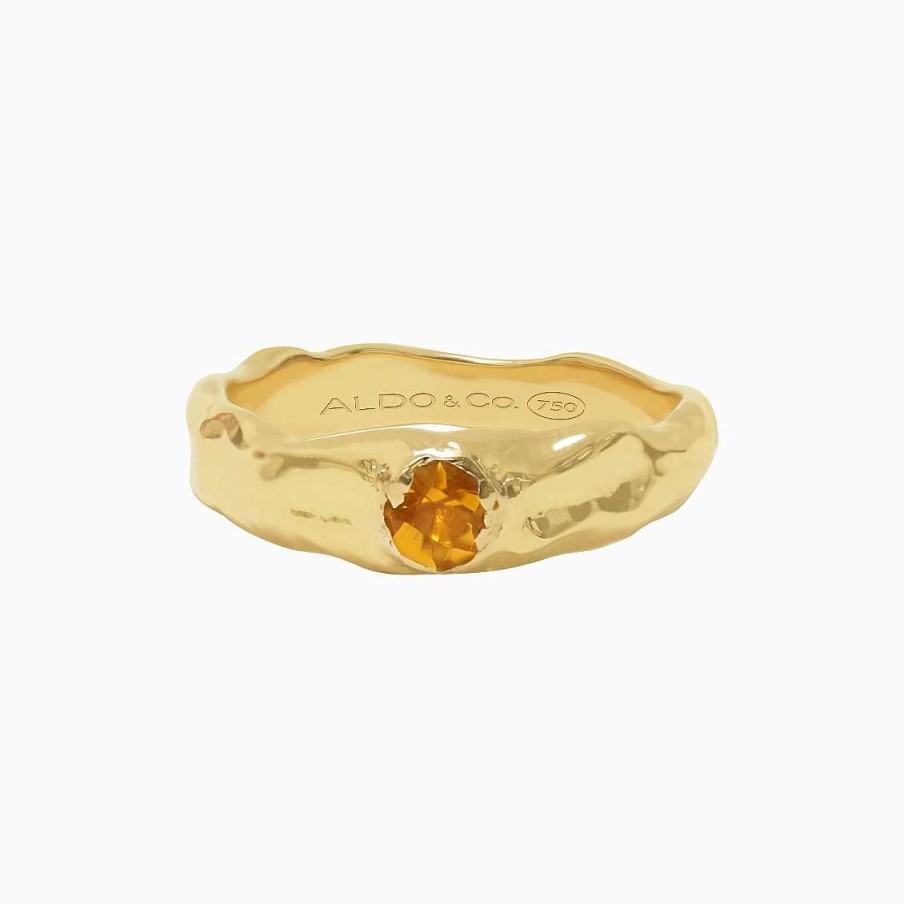 Anillos Aldo & Co | Anillo Bold Org Nico Delgado En Oro Amarillo De 18K Con Turmalina Amarillo