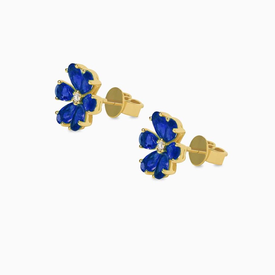 Aretes Aldo & Co | Aretes En Oro Amarillo De 18K Flor Con Zafiros