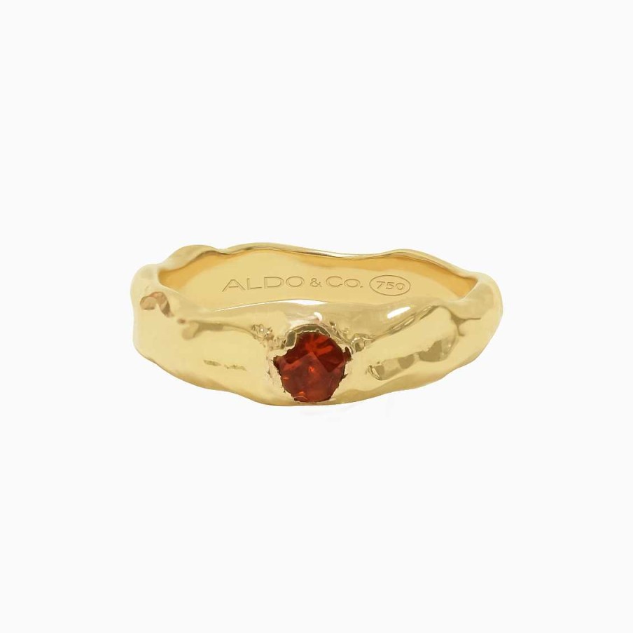 Anillos Aldo & Co | Anillo Bold Org Nico Delgado En Oro Amarillo De 18K Con Granate