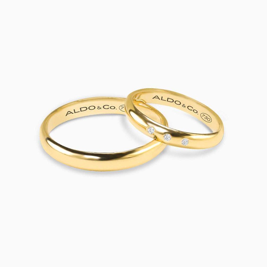 Aros De Matrimonio Aldo & Co | Alianzas En Oro Amarillo De 18K Con Brillantes