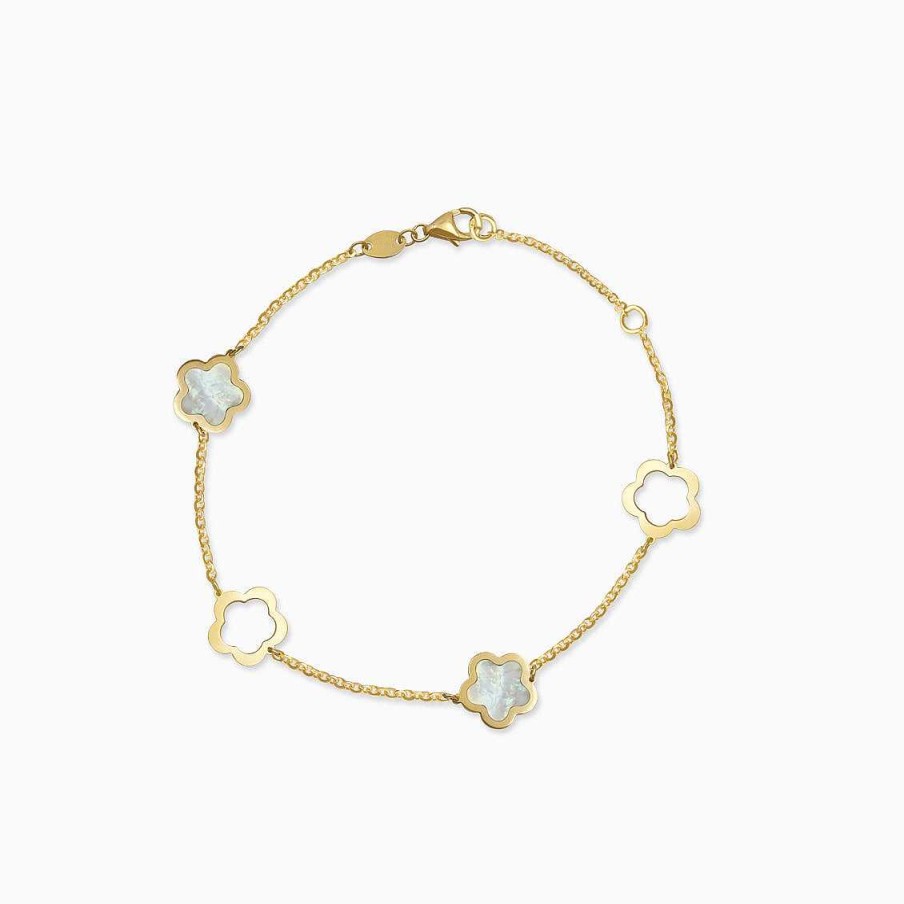 Pulseras Aldo & Co | Pulsera En Oro Amarillo De 18K Con Flor Silueta Y N Car