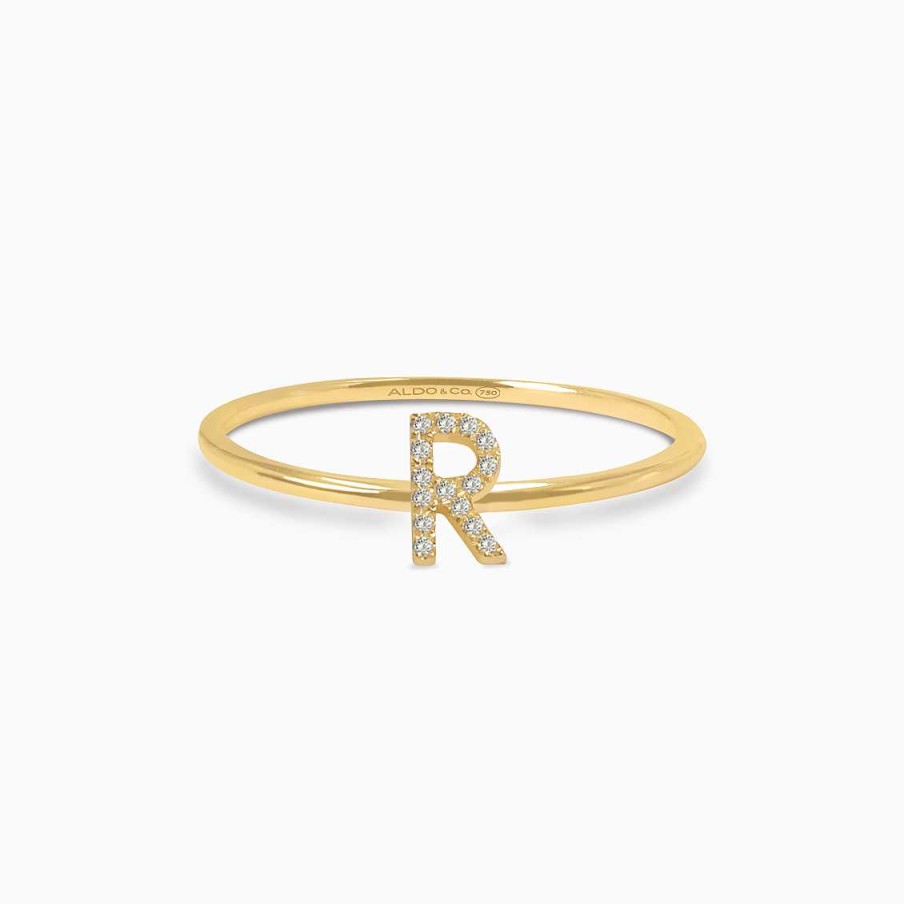 Anillos Aldo & Co | Anillo En Oro Amarillo De 18K Letra R Con Brillantes