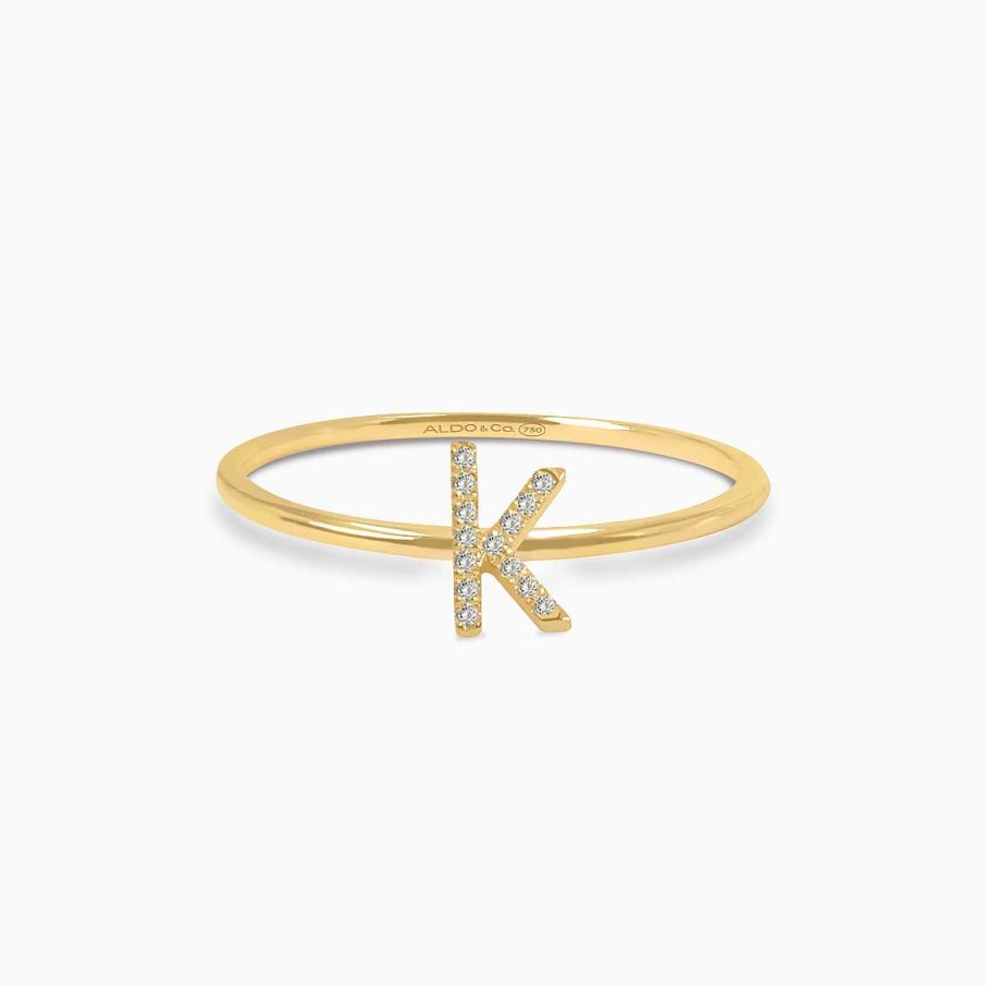 Anillos Aldo & Co | Anillo En Oro Amarillo De 18K Letra K Con Brillantes