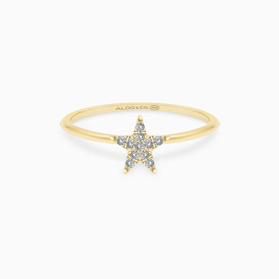 Anillos Aldo & Co | Anillo En Oro Amarillo De 18K Estrella Con Brillantes