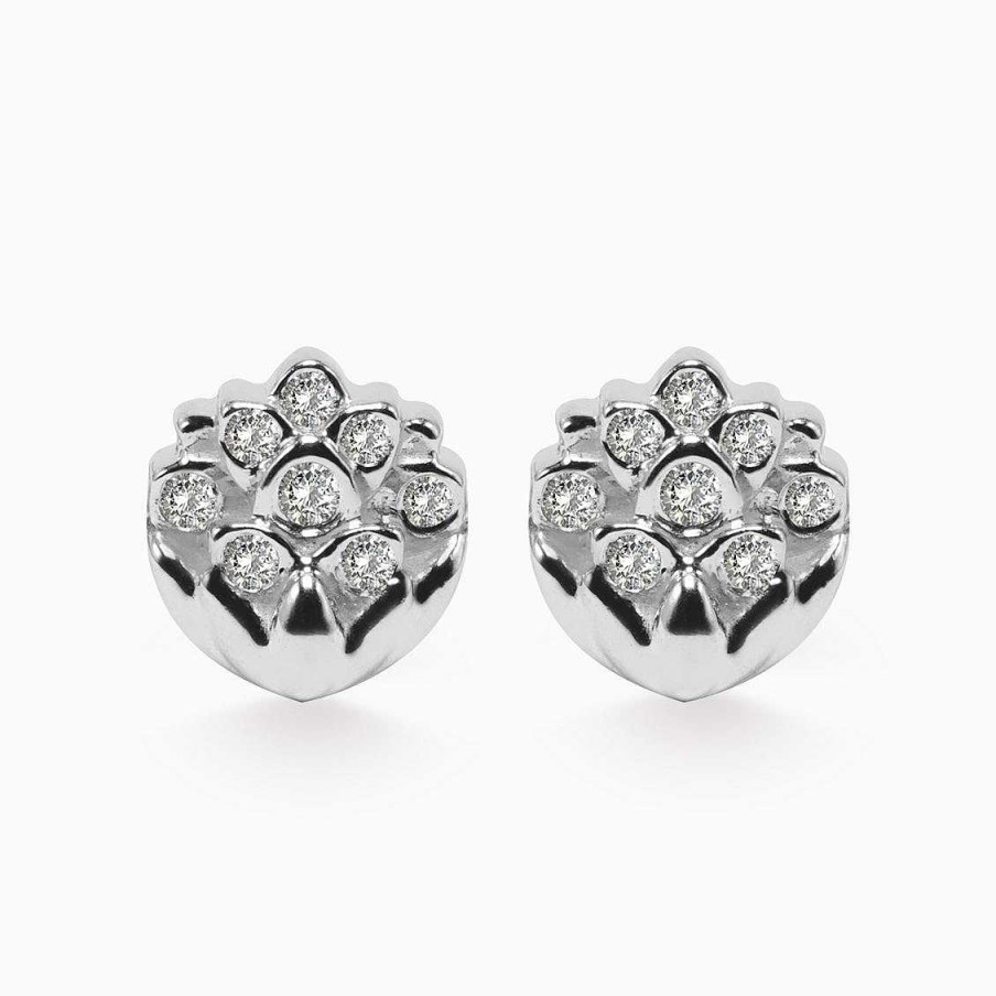 Aretes Aldo & Co | Aretes Siena En Oro Blanco De 18K Flor De Loto Con Brillantes