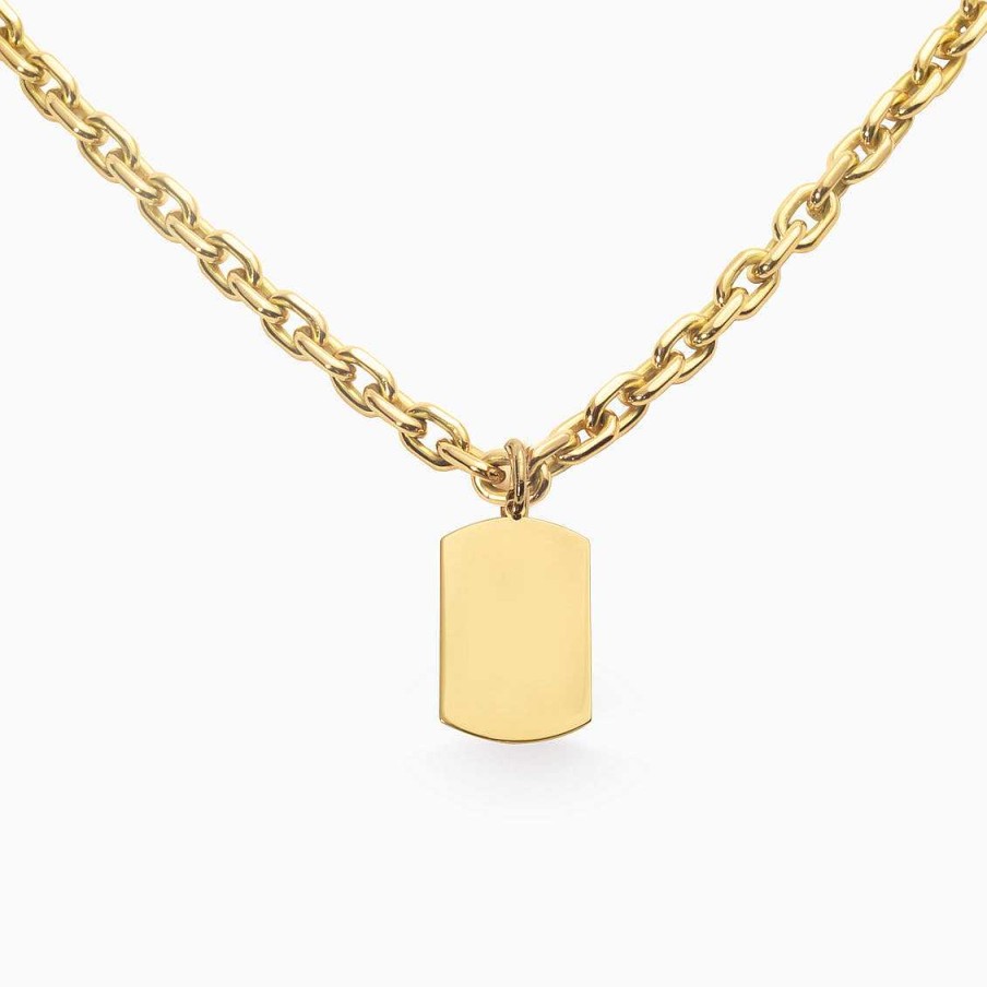 Joyer A Masculina Aldo & Co | Placa Rectangular En Oro Amarillo De 18K Brilloso