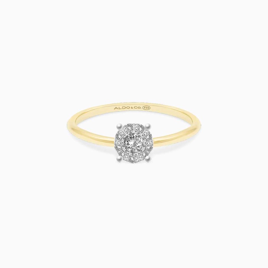 Anillos Aldo & Co | Anillo En 2 Oros De 18K Roseta Redonda Con Brillantes