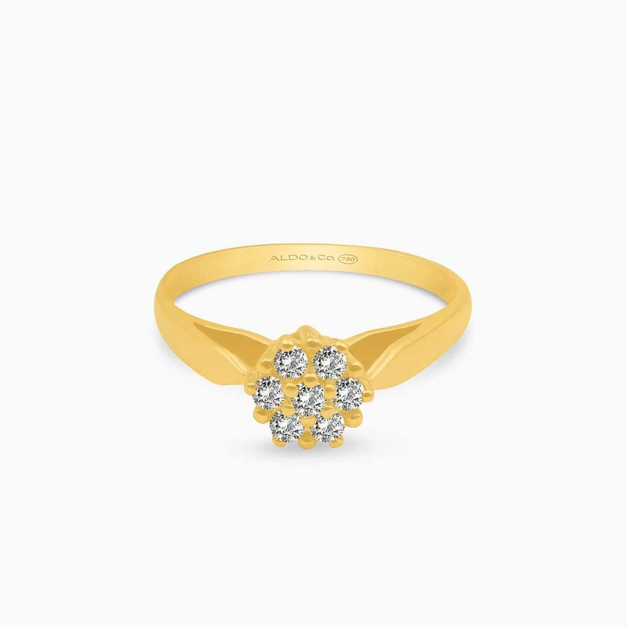 Anillos Aldo & Co | Anillo En Oro Amarillo De 18K Roseta Con Brillantes