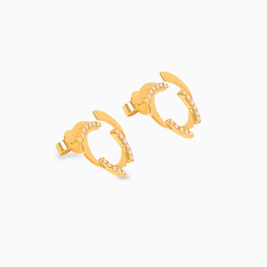 Aretes Aldo & Co | Aretes En Oro Amarillo De 18K Curvas Con Brillantes