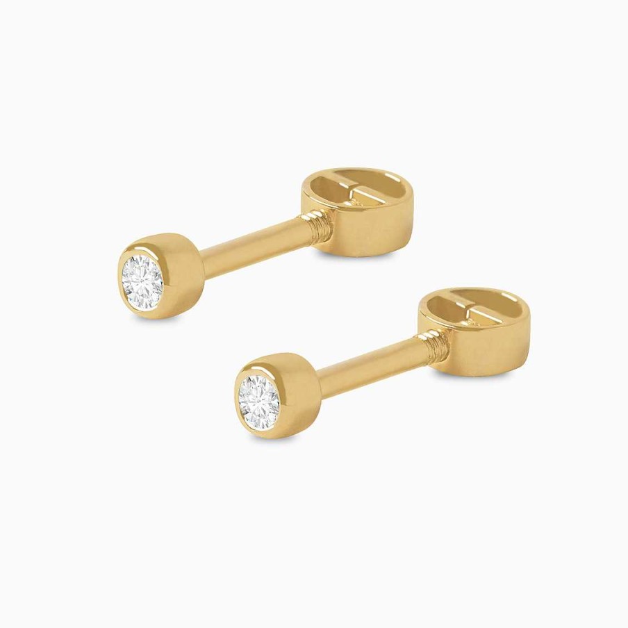 Piercings Aldo & Co | Aretes En Oro Amarillo De 18K Punto De Luz Con Brillante Biselado