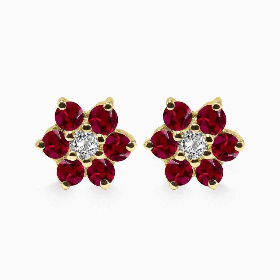 Aretes Aldo & Co | Aretes En Oro Amarillo De 18K Roseta Estrella Con Rub S