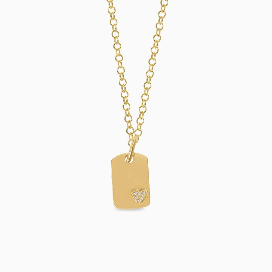 Dijes Aldo & Co | Dije En Oro Amarillo De 18K Placa Rectangular Coraz N Con Brillantes