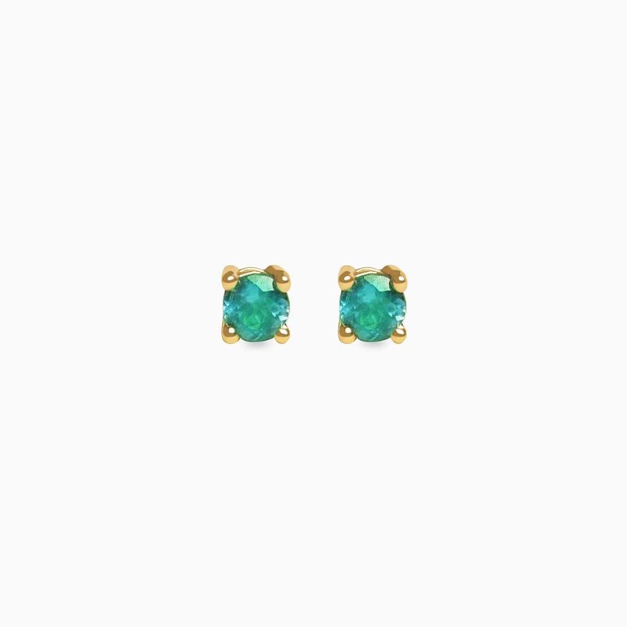 Aretes Aldo & Co | Aretes En Oro Amarillo De 18K Solitario Con Turmalina Aquamarina