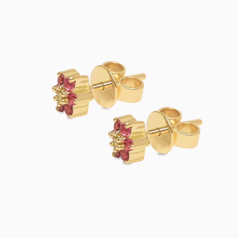 Piercings Aldo & Co | Aretes En Oro Amarillo De 18K Roseta Con Turmalina Y Peridot