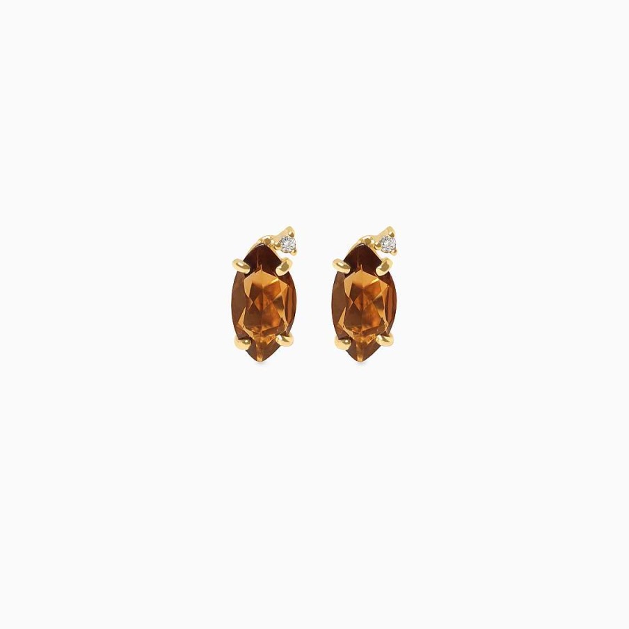 Aretes Aldo & Co | Aretes En Oro Amarillo De 18K Cuarzo Fume Marquisse