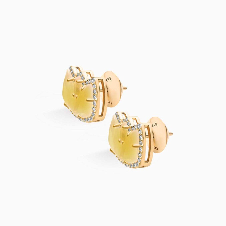 Aretes Aldo & Co | Aretes En Oro Amarillo De 18K Con Agata Miel Y Brillantes