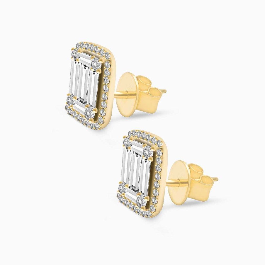 Aretes Aldo & Co | Aretes En Oro Amarillo 18K Rectangular Con Brillantes