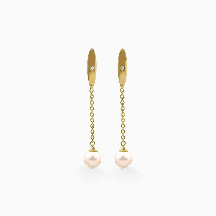 Aretes Aldo & Co | Aretes Colgantes Con Perla En Oro Amarillo Y Brillantes