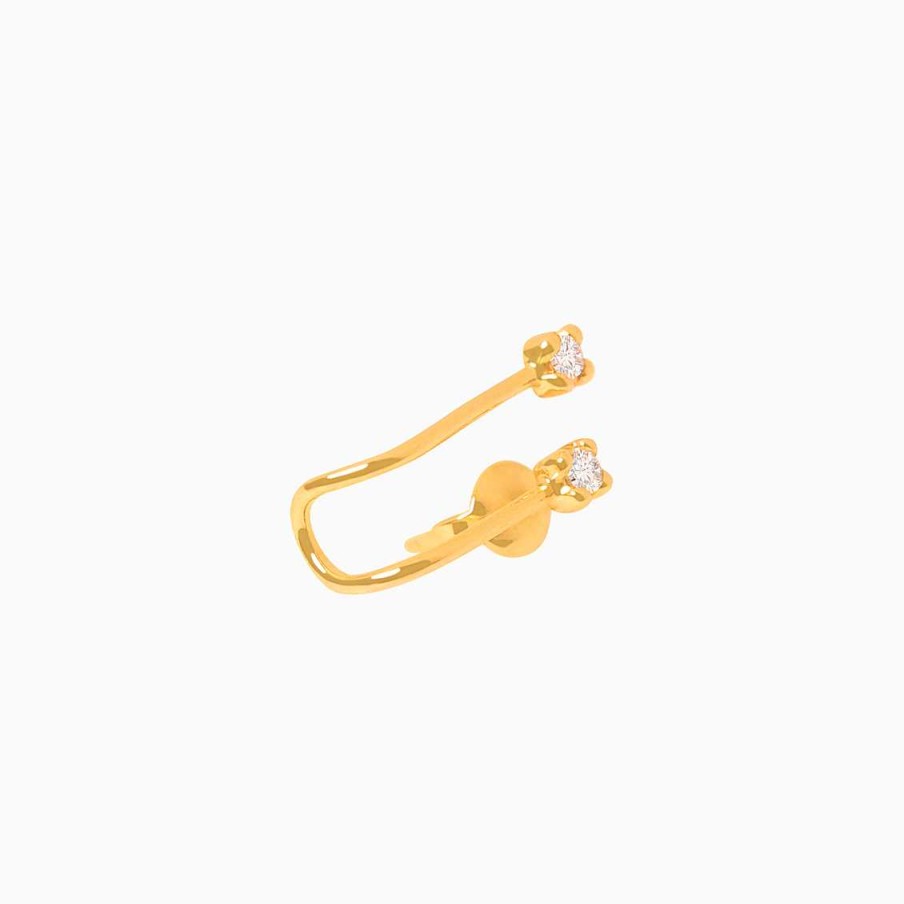 Piercings Aldo & Co | Medio Arete En Oro Amarillo De 18K Con 2 Brillantes