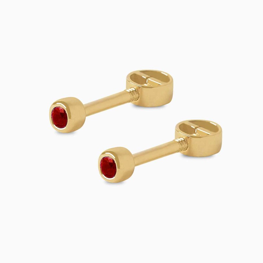 Piercings Aldo & Co | Aretes En Oro Amarillo De 18K Punto De Luz Con Rub Biselado