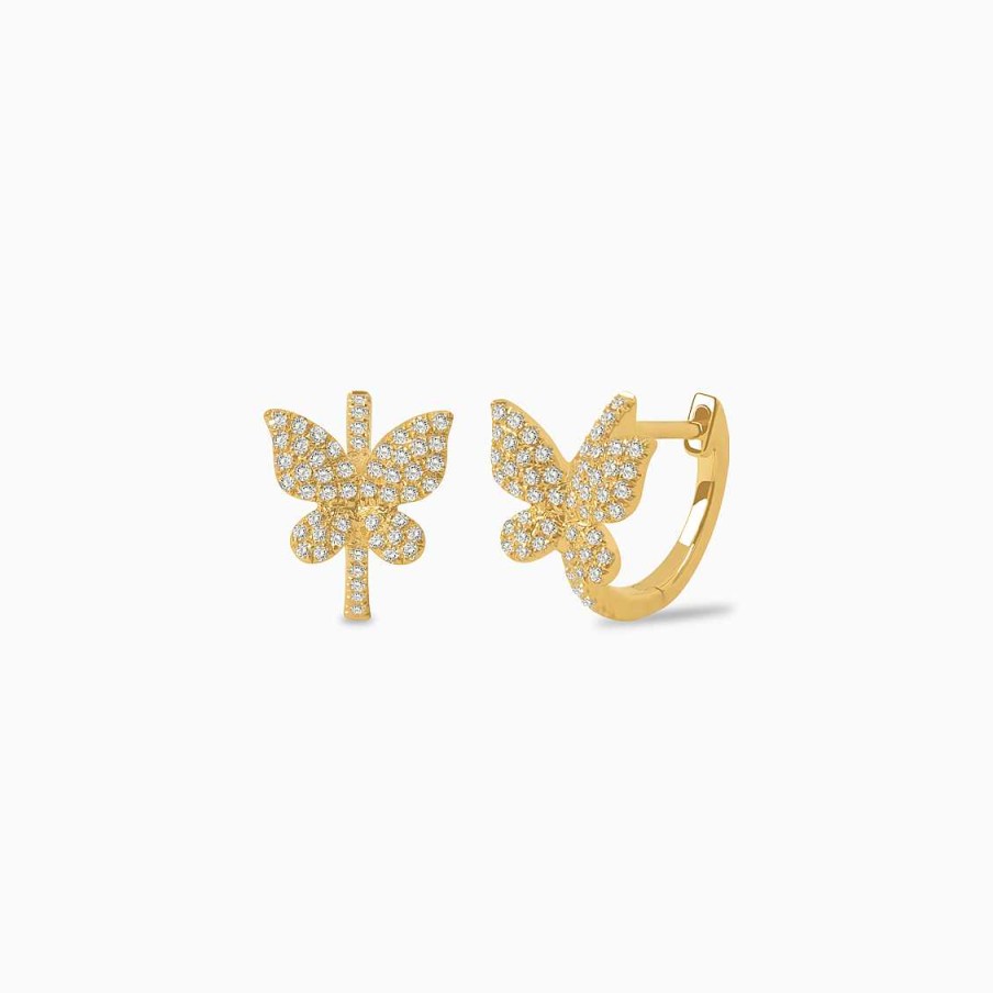 Aretes Aldo & Co | Argollas En Oro Amarillo De 18K Mariposa Con Brillantes