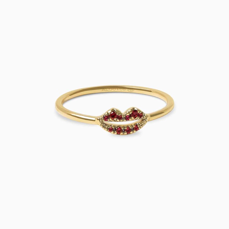 Anillos Aldo & Co | Anillo En Oro Amarillo De 18K Labios Rojos Con Rub S