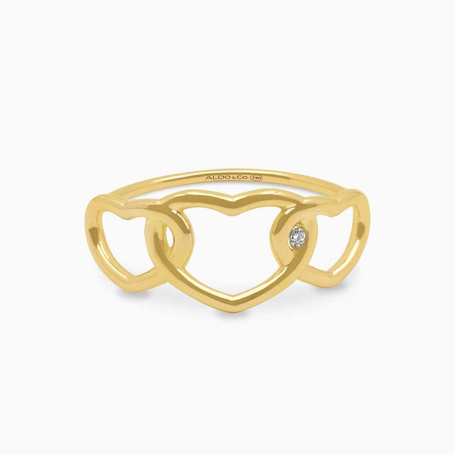 Anillos Aldo & Co | Anillo Amma En Oro Amarillo De 18K Coraz N Triple Calado Con Brillante