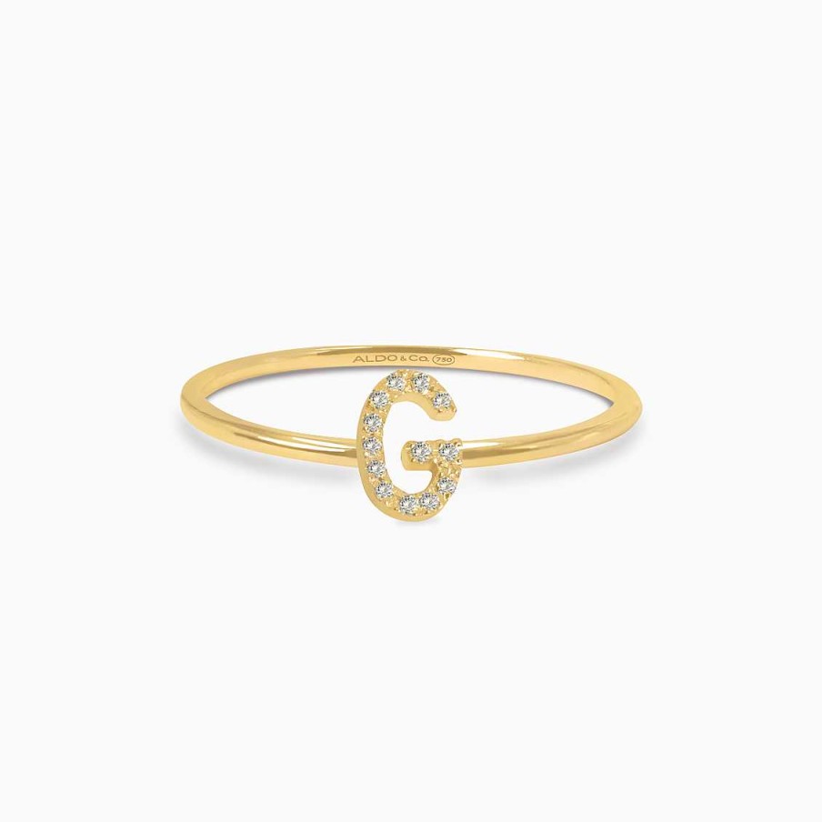 Anillos Aldo & Co | Anillo En Oro Amarillo De 18K Letra G Con Brillantes