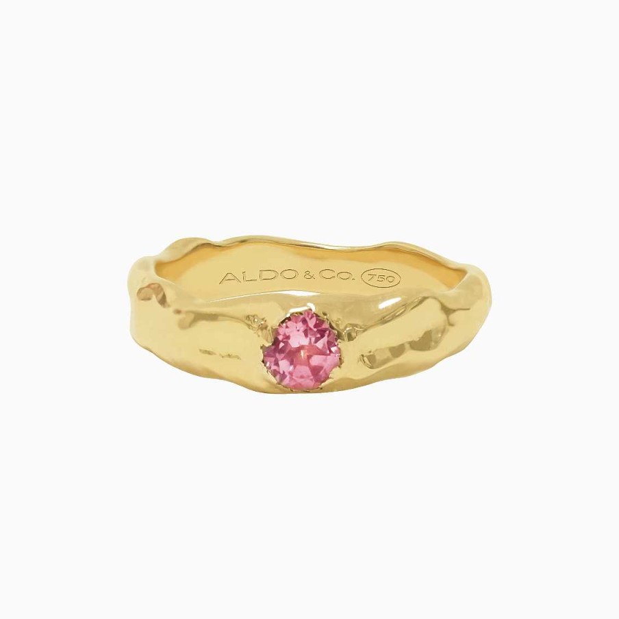 Anillos Aldo & Co | Anillo Bold Org Nico Delgado En Oro Amarillo De 18K Con Turmalina Rosada