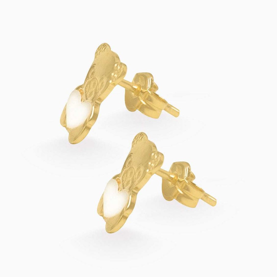 Aretes Aldo & Co | Aretes En Oro Amarillo De 18K Osito Con Coraz N De N Car