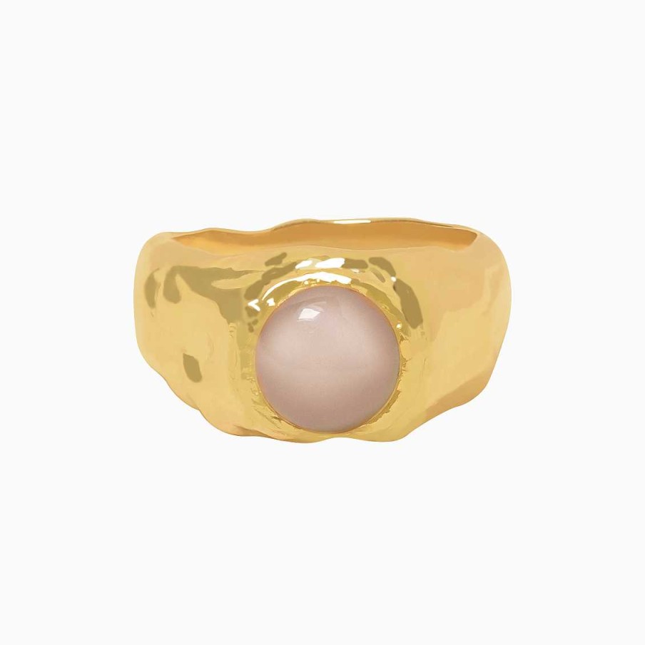 Anillos Aldo & Co | Anillo Bold Chevalier Org Nico En Oro Amarillo De 18K Con Cuarzo Gris