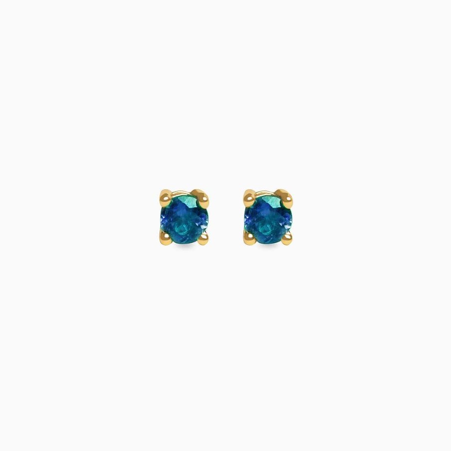 Aretes Aldo & Co | Aretes En Oro Amarillo De 18K Solitario Con Turmalina Azul