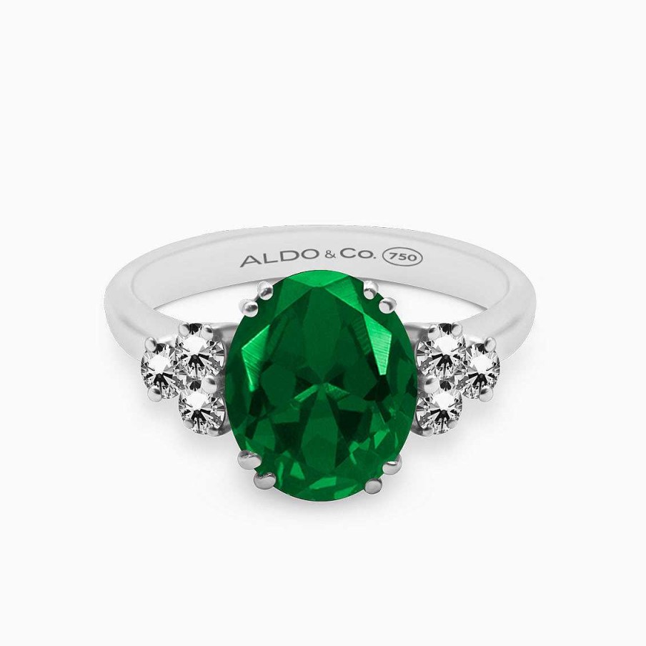 Anillos Aldo & Co | Anillo En Oro Blanco De 18K Con Esmeralda Oval