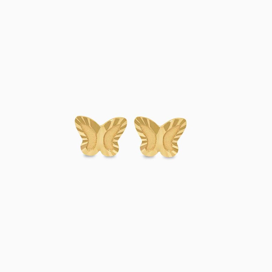 Piercings Aldo & Co | Aretes En Oro Amarillo De 18K Mariposa Diamantada