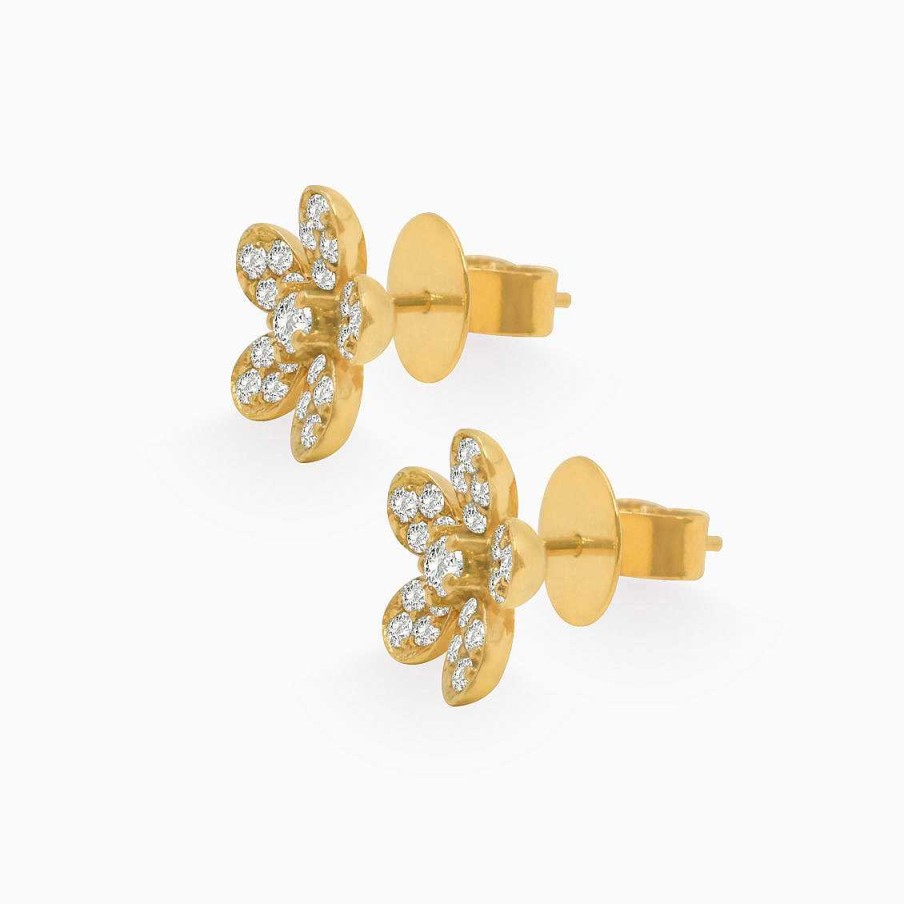 Aretes Aldo & Co | Aretes En Oro Amarillo De 18K Flor Con Brillantes