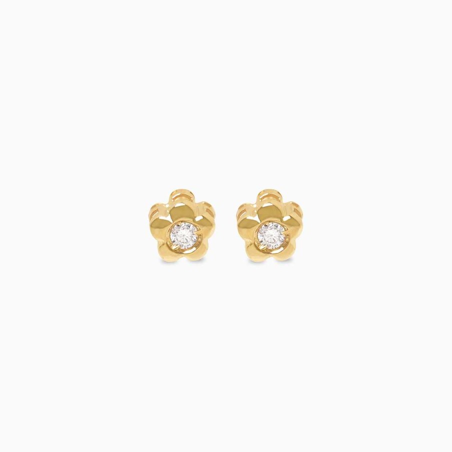 Aretes Aldo & Co | Aretes En Oro Amarillo De 18K Flor Con Brillante